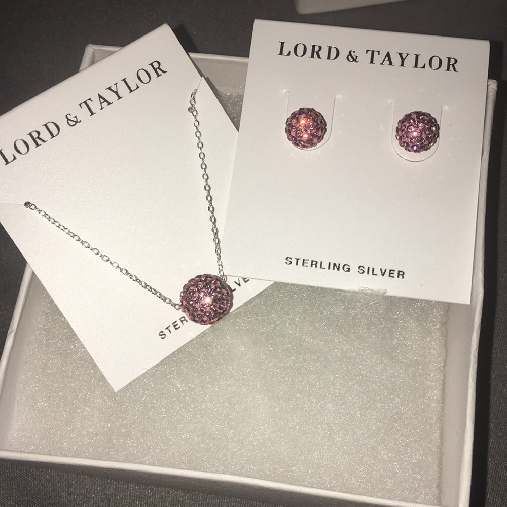 Lord and Taylor crystal ball earring and necklace